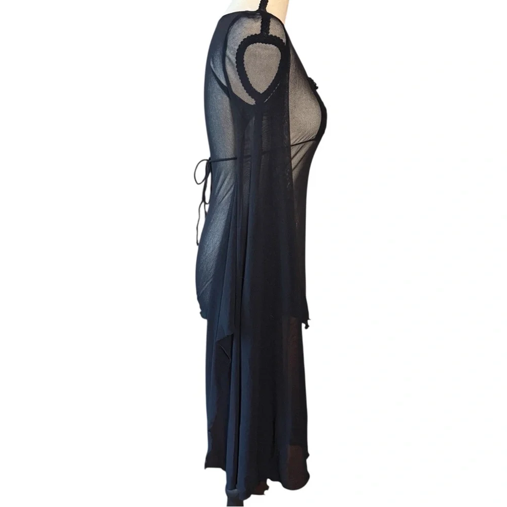 bebe Black Sheer Long-Sleeve Mesh Top - Picture 3 of 7